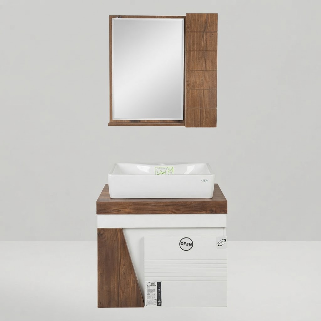 روشویی کابین فول ست سایز 40×60 ضد آب طرح چوب