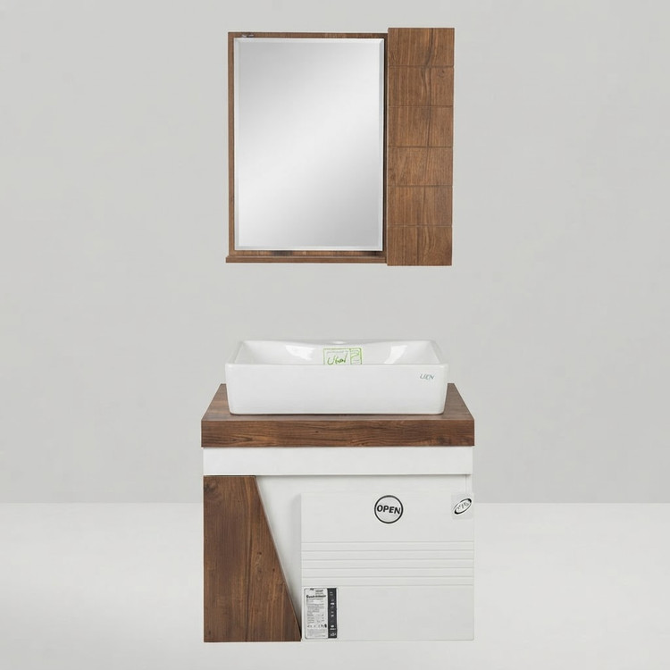 روشویی کابین فول ست سایز 40×60 ضد آب طرح چوب